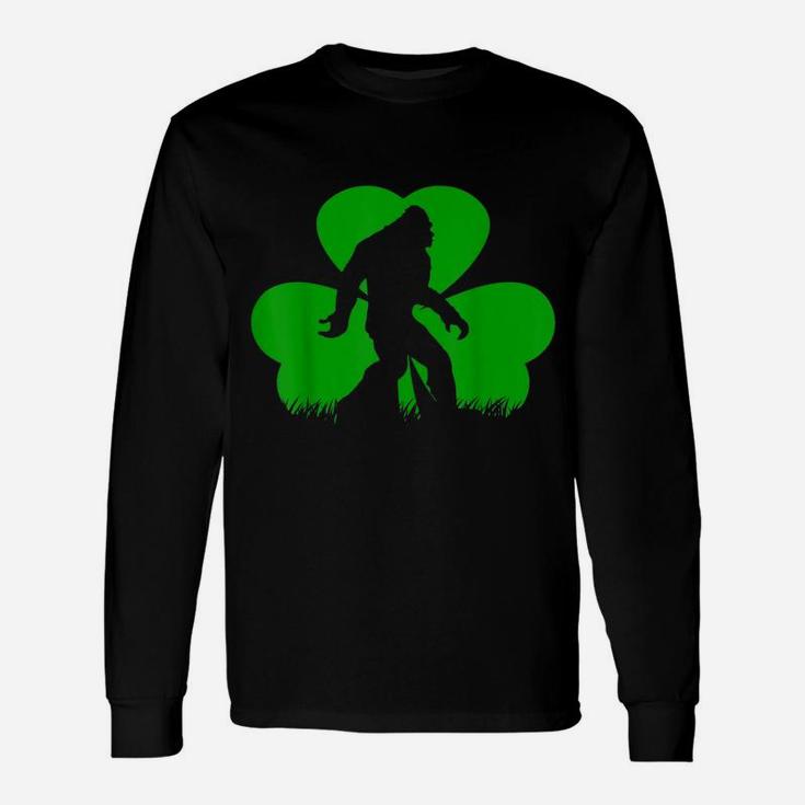 Bigfoot Clover Leaf St Patricks Day Irish Long Sleeve T-Shirt