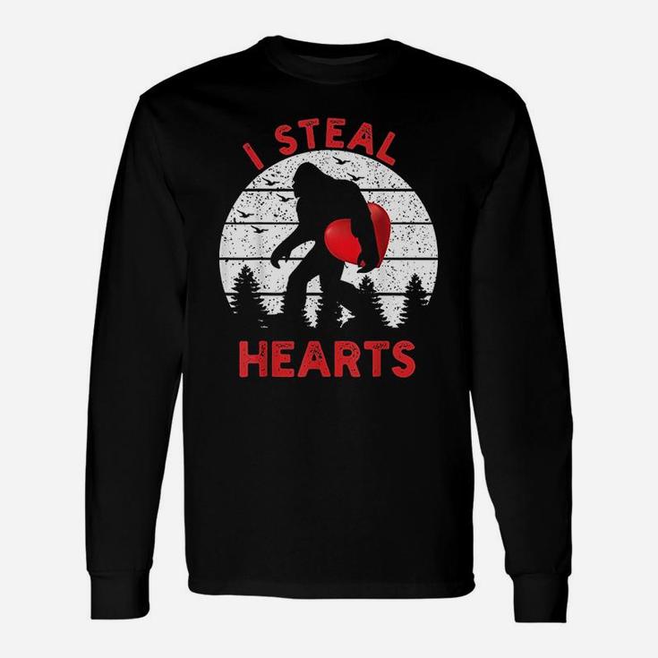 Bigfoot Sasquatch Believe I Steal Hearts Valentines Day Long Sleeve T-Shirt