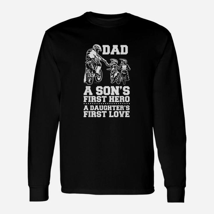 Biker Dad Hero First Love Bike Rider Motocross Long Sleeve T-Shirt