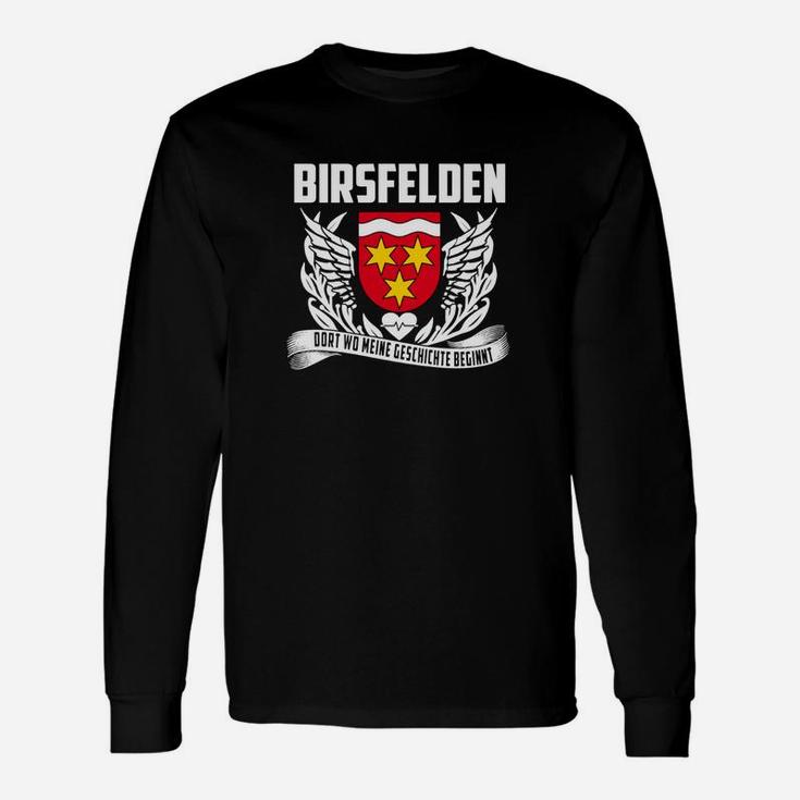 Birsfelden Wappen & Flügel Design Herren Langarmshirts in Schwarz