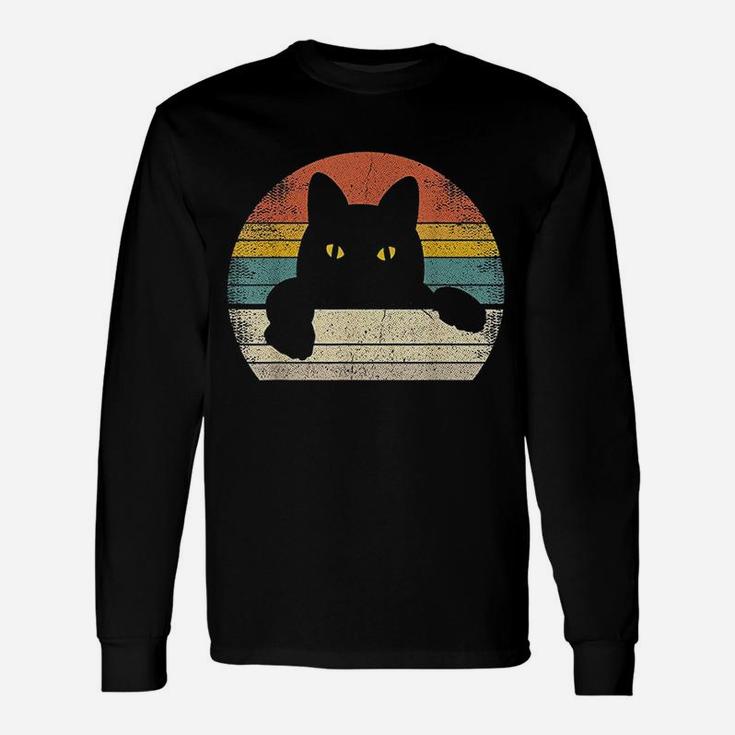 Black Cat Vintage Retro Style Cats Lover Long Sleeve T-Shirt
