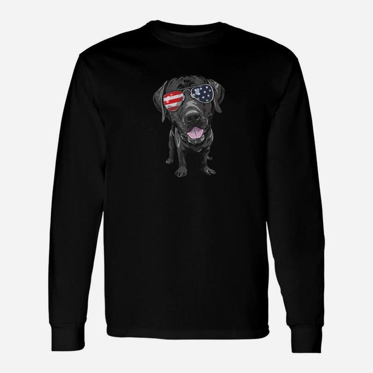Black Lab Dog Animal Love Dog 4th Of July Long Sleeve T-Shirt