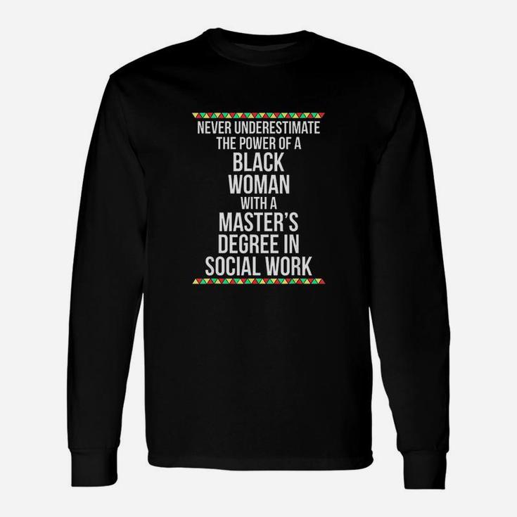 Black Queen Msw Social Work Masters Graduation Long Sleeve T-Shirt