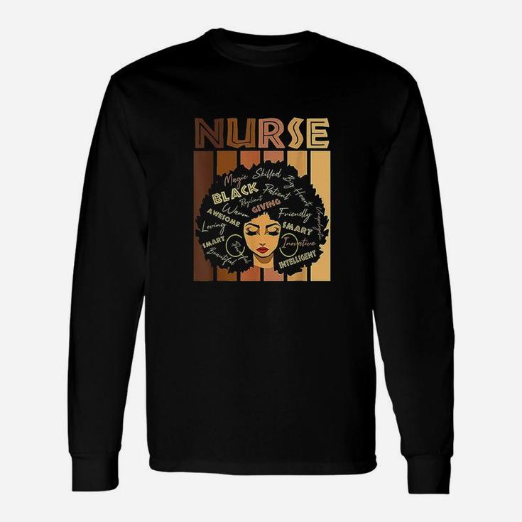 Black Strong Nurse Afro Love Melanin African American Women Long Sleeve T-Shirt