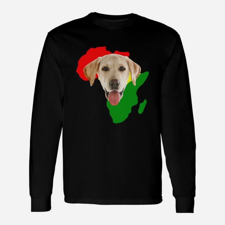 Black History Month African Map Labrador Retriever For Pet Lovers Proud Black Long Sleeve T-Shirt