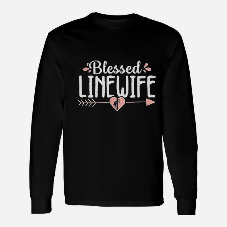 Blessed Line Wife Cute Electrical Lineman Proud Women Long Sleeve T-Shirt