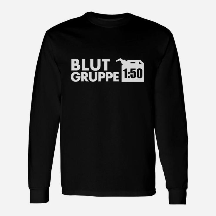 Blutgruppe 1:50 Langarmshirts mit Pistolen-Motiv, Schwarzes Tee