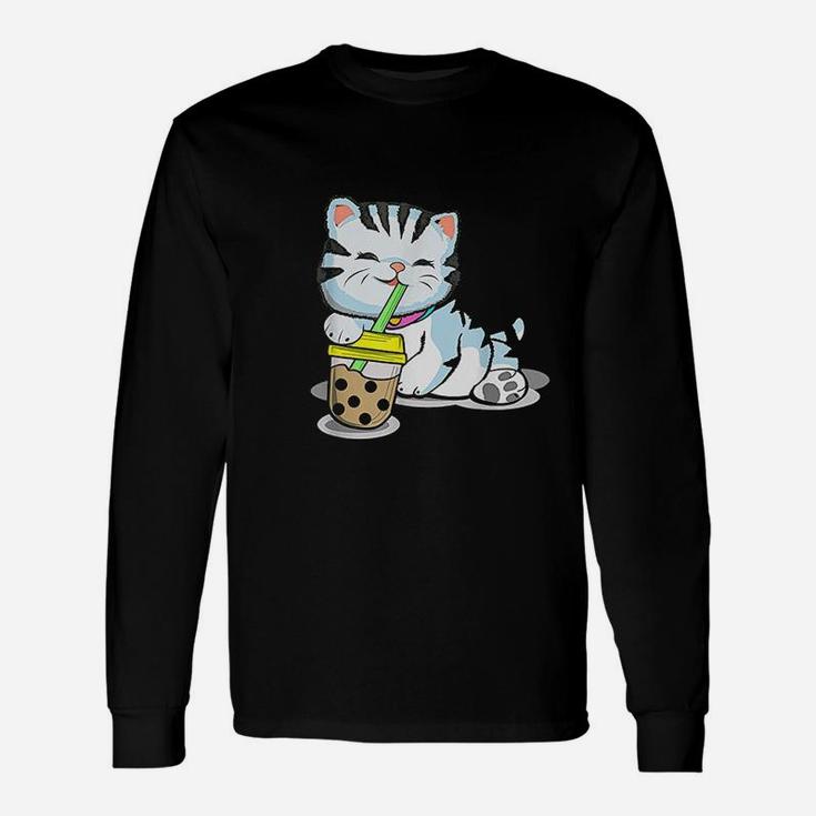 Boba Tea Cat Lover Kawaii Japanese Anime Long Sleeve T-Shirt