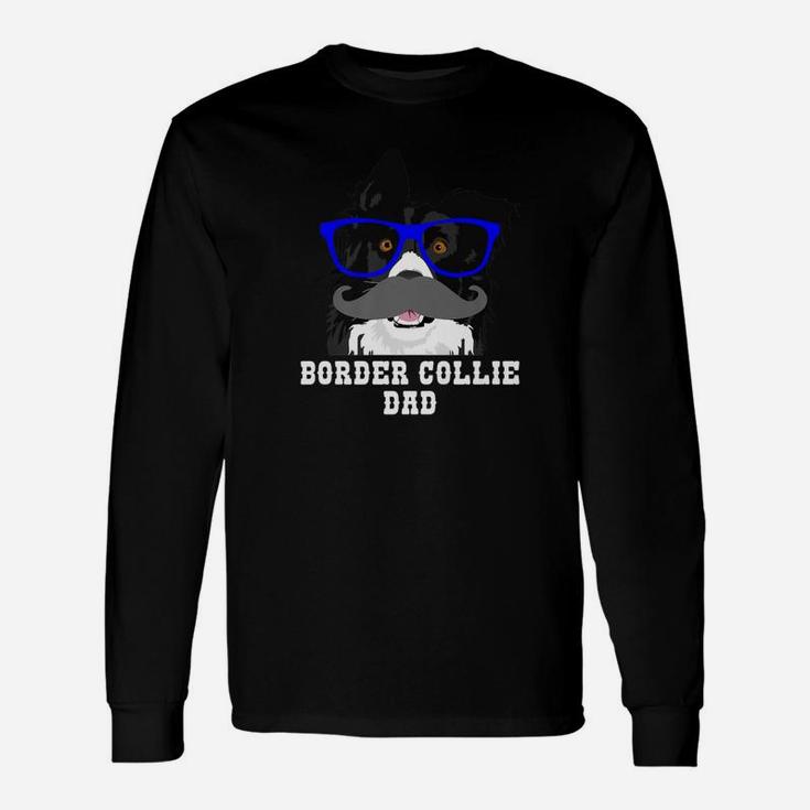 Border Collie Hipster Dad Dog Lover Long Sleeve T-Shirt