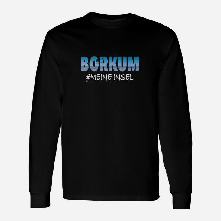 Borkum #MeineInsel Schriftzug Langarmshirts, Souvenir Schwarz Tee