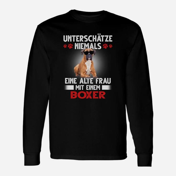 Boxer Unterschätze Niemals Eine Alte Frau Langarmshirts