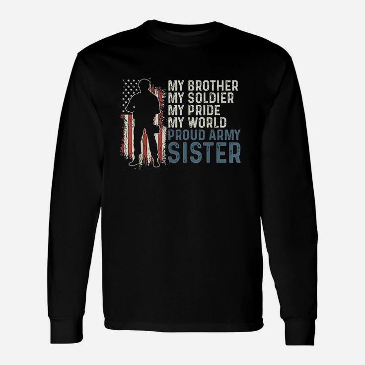 My Brother My Soldier Hero Proud Army Sister Women Long Sleeve T-Shirt