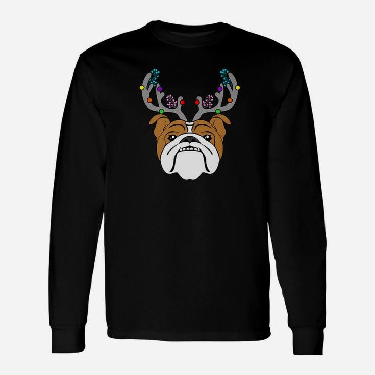 Bulldog Antlers Xmas Dog Christmas Long Sleeve T-Shirt