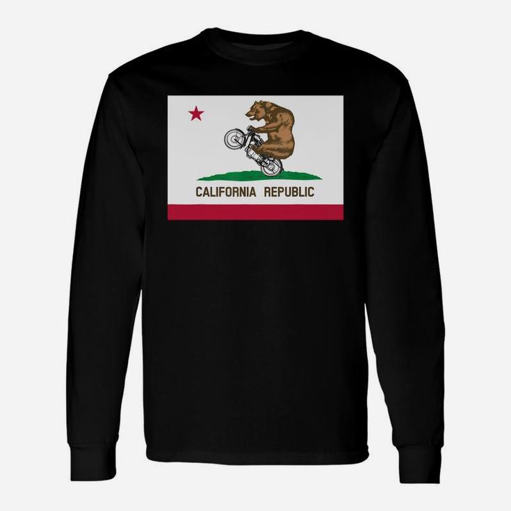 California Flag Style Bear Wheelie T-shirt Long Sleeve T-Shirt