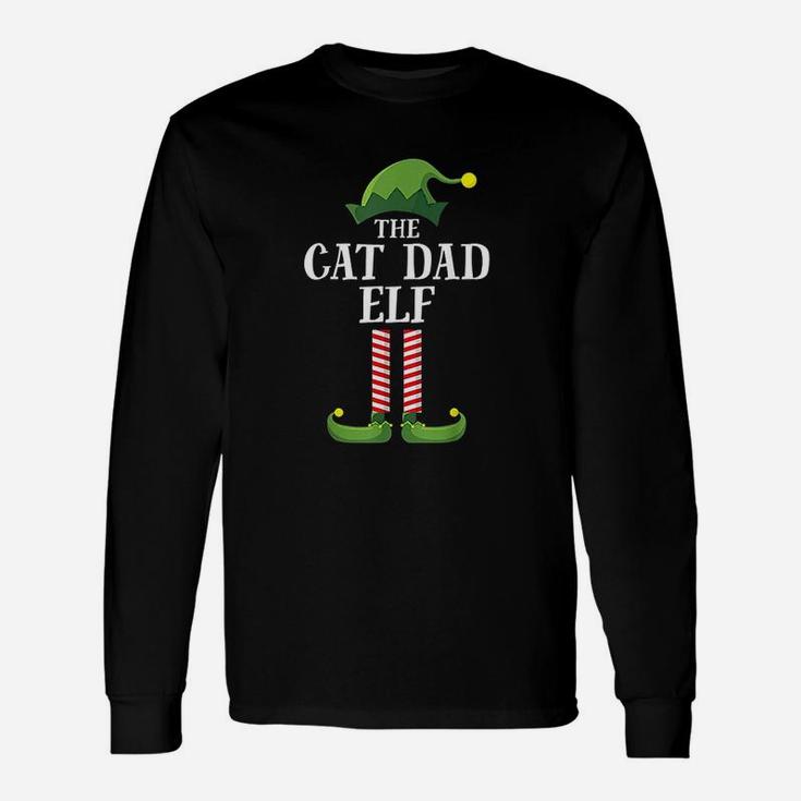 Cat Dad Elf Matching Group Christmas Party Long Sleeve T-Shirt