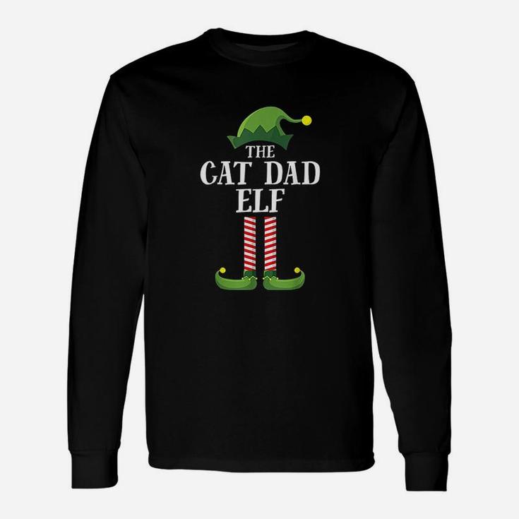 Cat Dad Elf Matching Group Christmas Party Long Sleeve T-Shirt