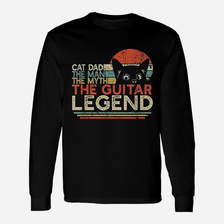 Cat Dad Man Myth Guitar Legend Guitar Player Long Sleeve T-Shirt
