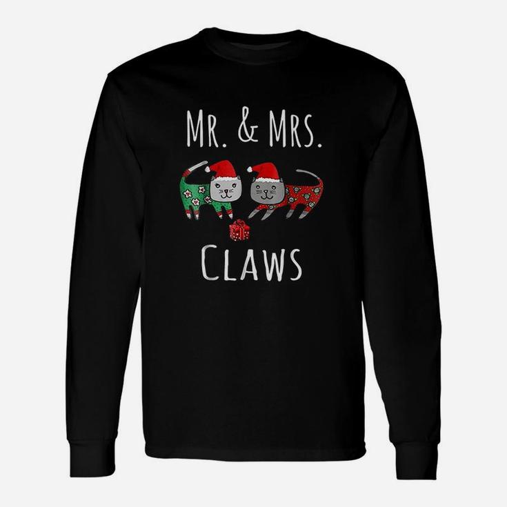 Cat Lover Christmas Santa Mr And Mrs Claws Cat Long Sleeve T-Shirt