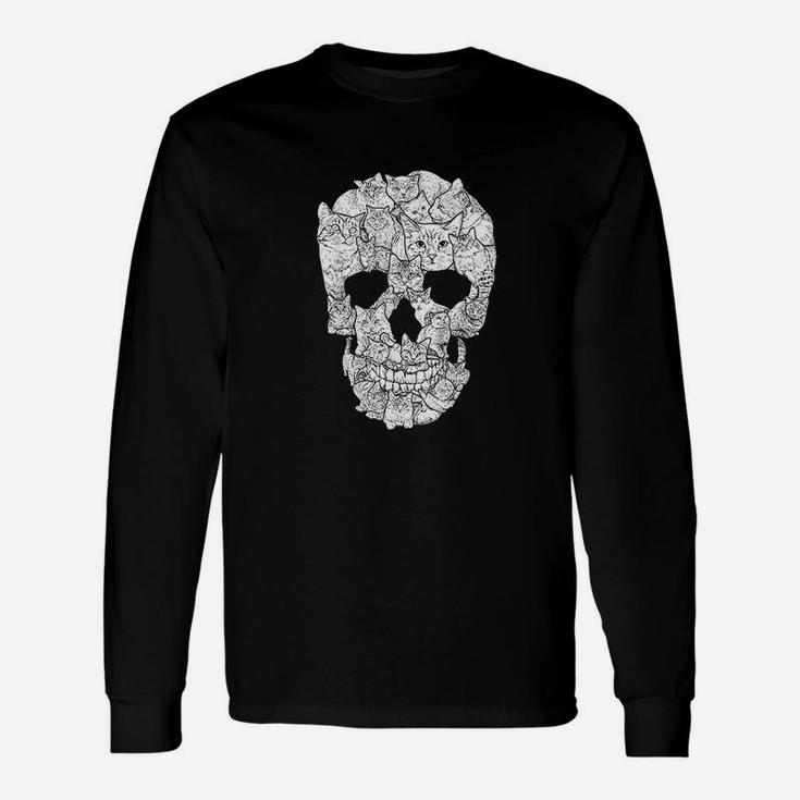 Cat Skull Kitty Skeleton Halloween Costume Idea Long Sleeve T-Shirt