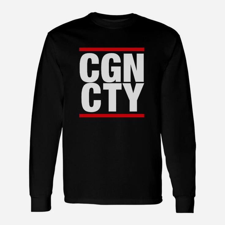 CGN CTY Langarmshirts in Schwarz, Urban Style mit Aufdruck in Weiß und Rot