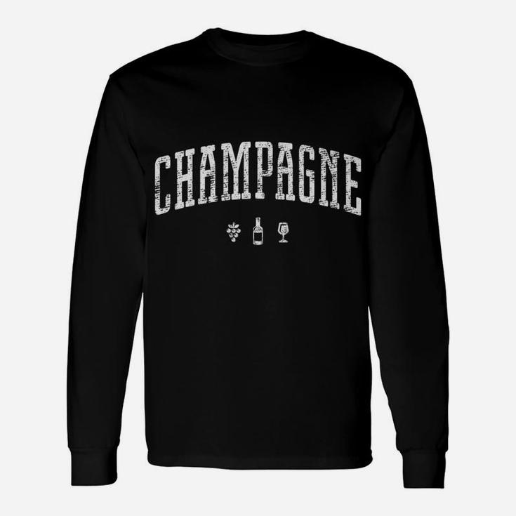 Champagne Wine Region Icons Vintage Tee Long Sleeve T-Shirt