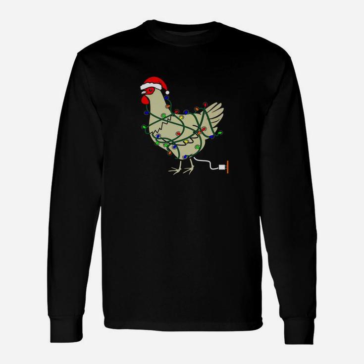Chicken Christmas Light Lady Men Farmer Lover Tee Long Sleeve T-Shirt