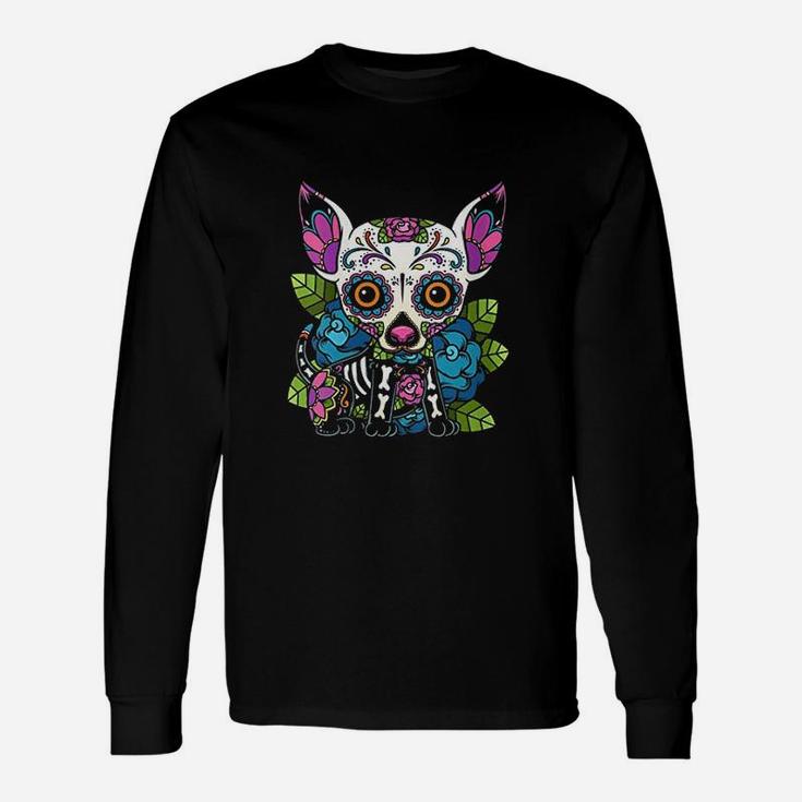 Chihuahua Skull Mexico Dog Calavera Dia De Los Muertos Long Sleeve T-Shirt