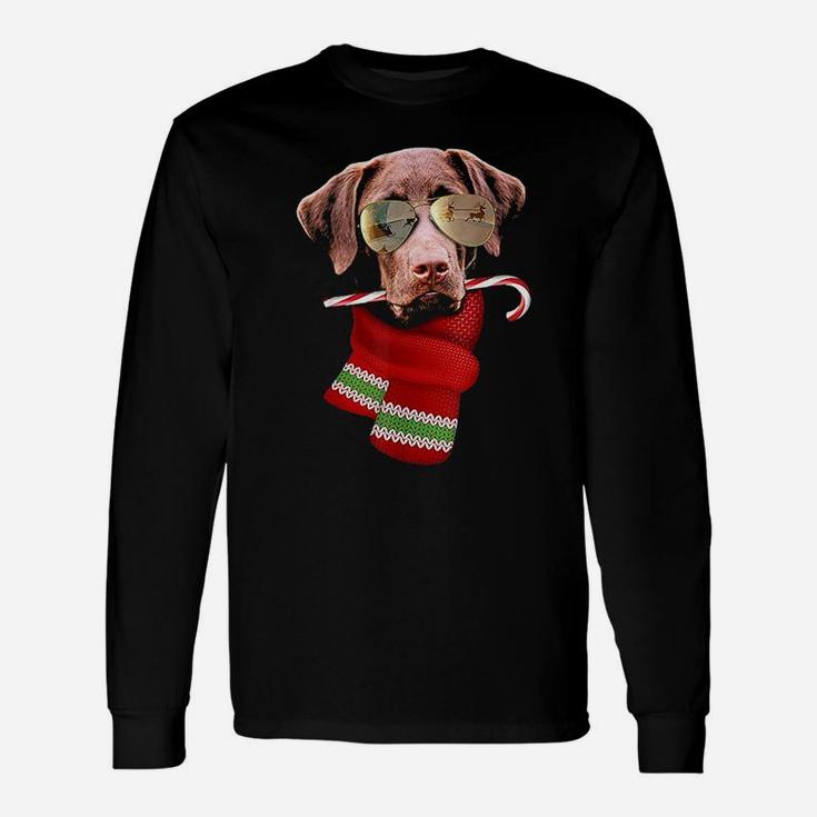 Chocolate Labrador Christmas For Dog Lovers Sunglasses Long Sleeve T-Shirt