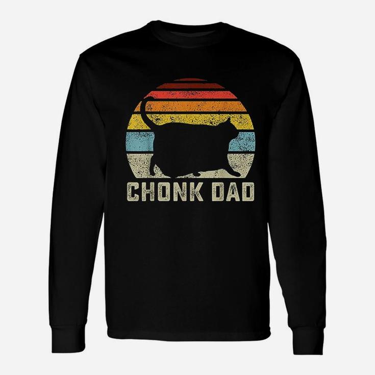 Chonk Cat Dad Scale Meme Retro Style Long Sleeve T-Shirt
