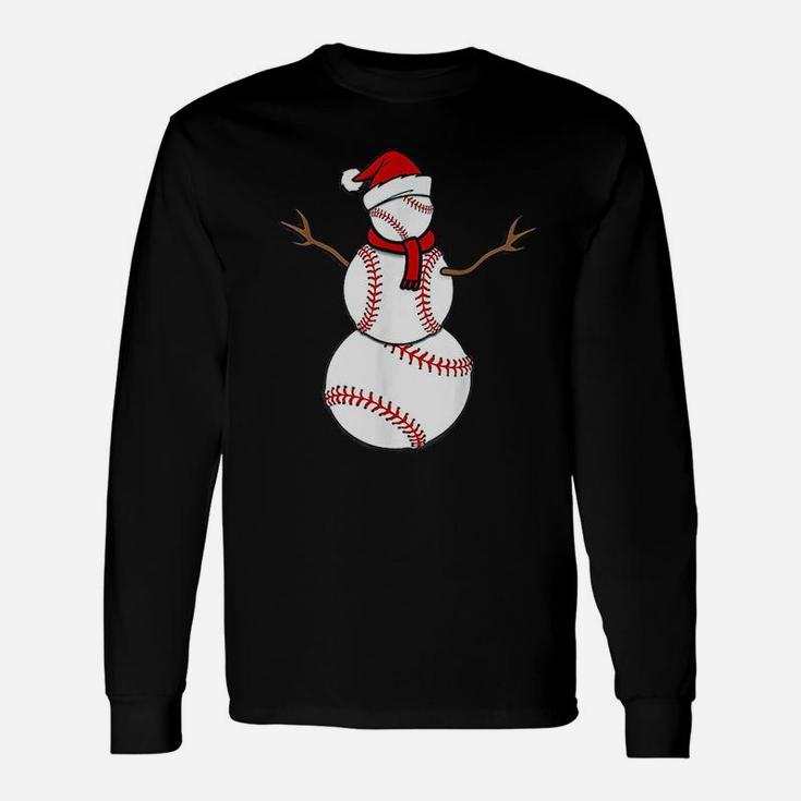Christmas Baseball Balls Santa Snowman Long Sleeve T-Shirt