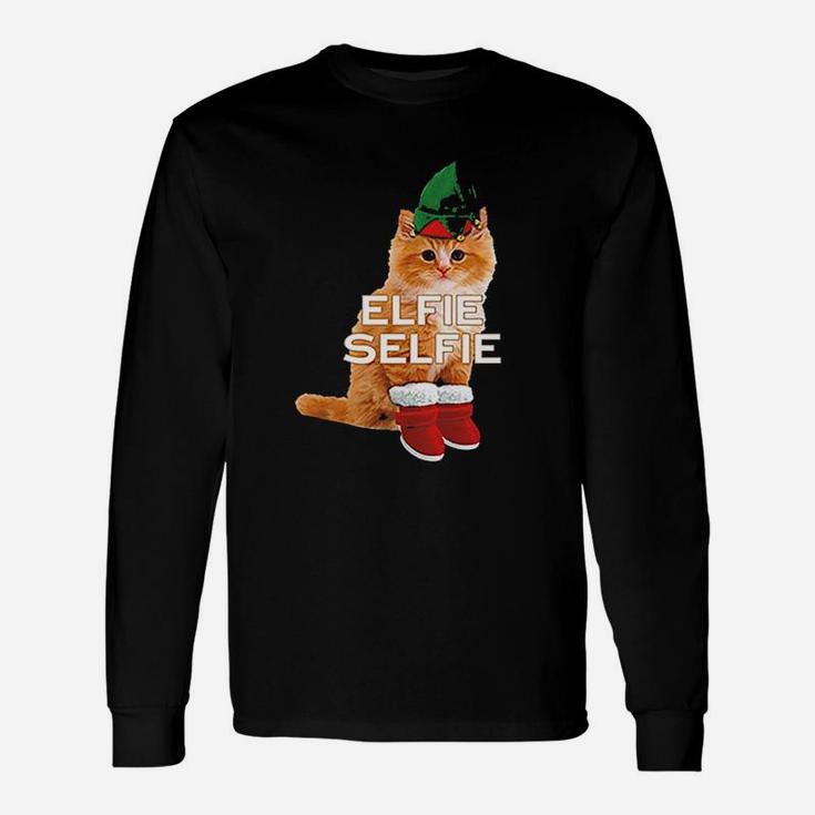 Christmas Cat Elfie Selfie Long Sleeve T-Shirt