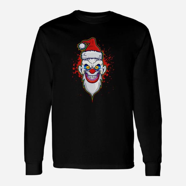 Christmas Clown Santa Hat Halloween Christmas Mashup Long Sleeve T-Shirt