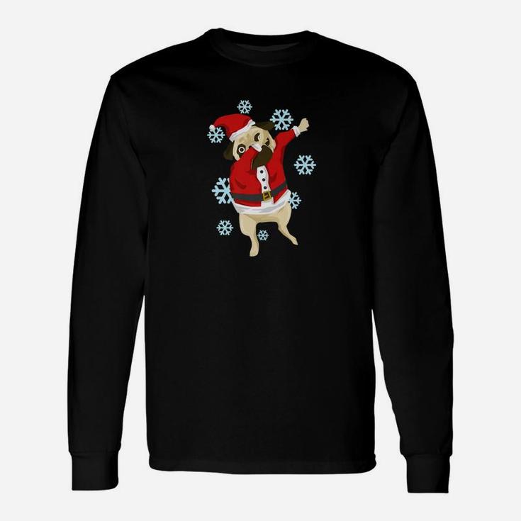 Christmas Dabbing Pug Shirt Cute Dog Dab Long Sleeve T-Shirt