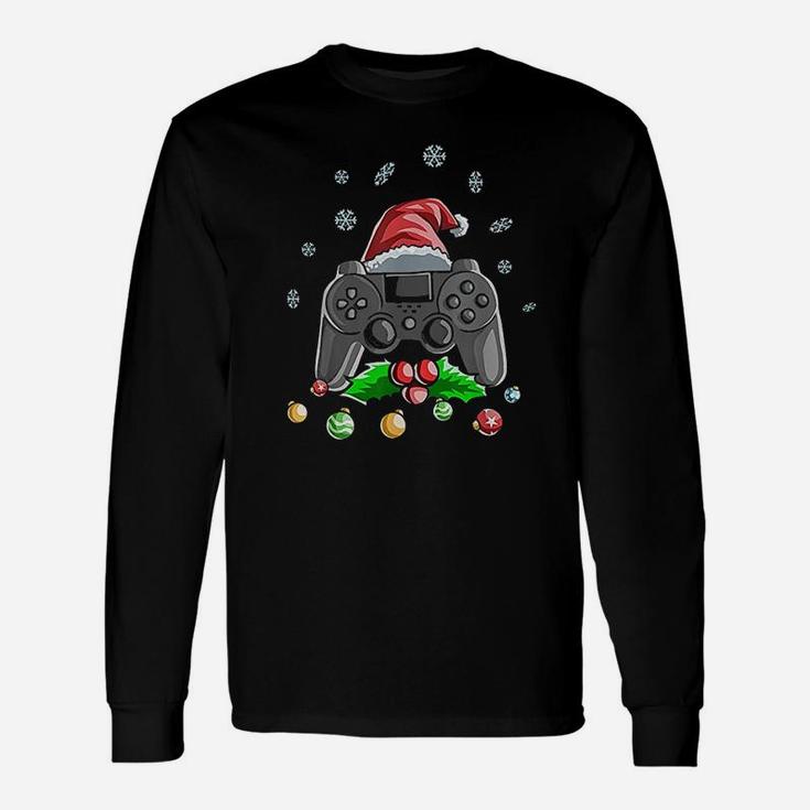 Christmas Gamer Video Game Santa Hat Long Sleeve T-Shirt