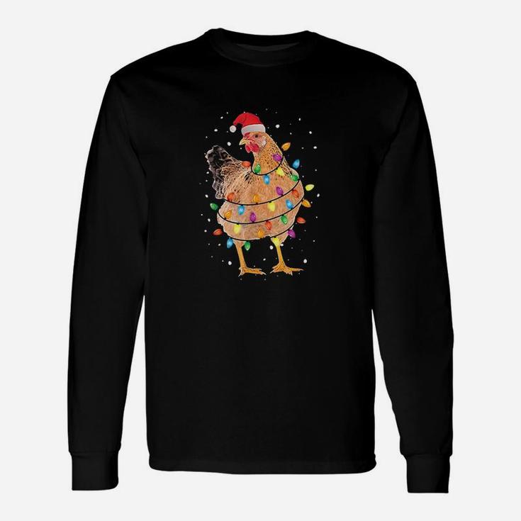 Christmas Lights Chicken Santa Xmas Tree Chicken Long Sleeve T-Shirt