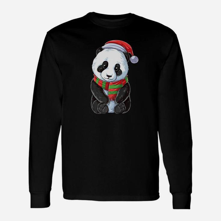 Christmas Panda Santa Hat Pandas Bear Xmas Long Sleeve T-Shirt
