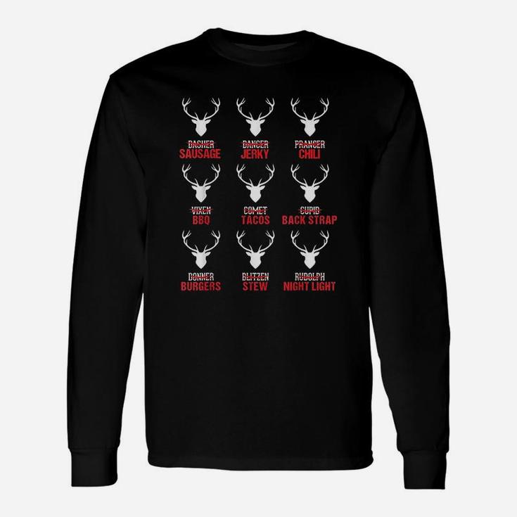 Christmas Reindeer Hunter Deer Meat Hunting Long Sleeve T-Shirt
