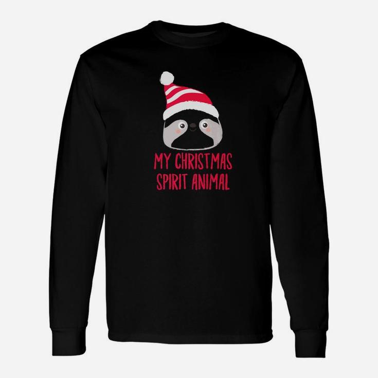My Christmas Spirit Animal Sloth Hat Holiday Long Sleeve T-Shirt