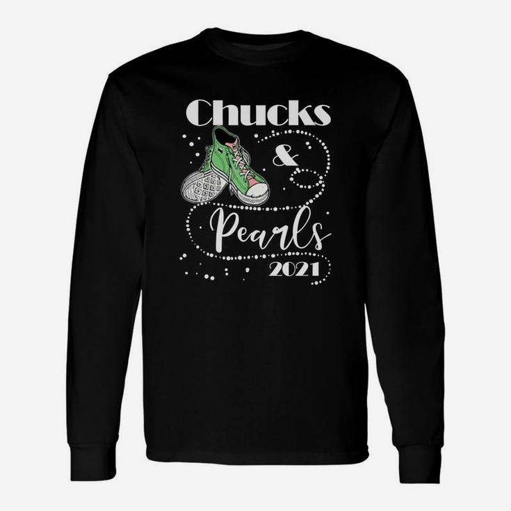 Chucks And Pearls 2021 Green Cute Shoes Long Sleeve T-Shirt