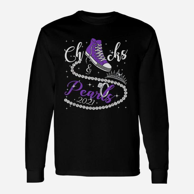 Chucks And Pearls 2021 Hbcu Black Girl Magic Purple Long Sleeve T-Shirt