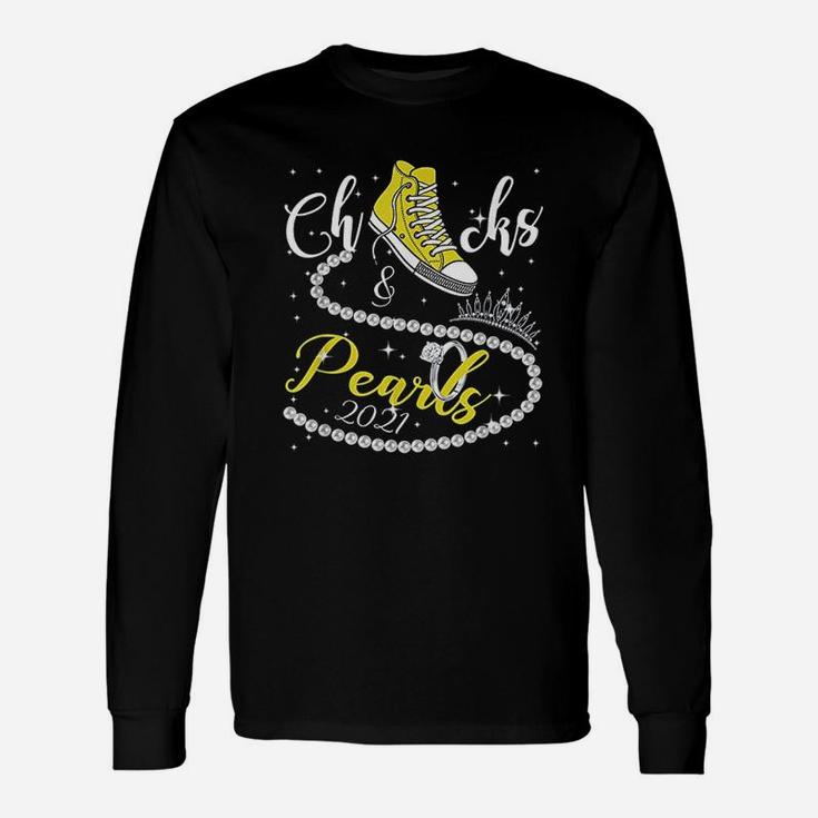 Chucks And Pearls 2021 Hbcu Black Girl Magic Yellow Long Sleeve T-Shirt