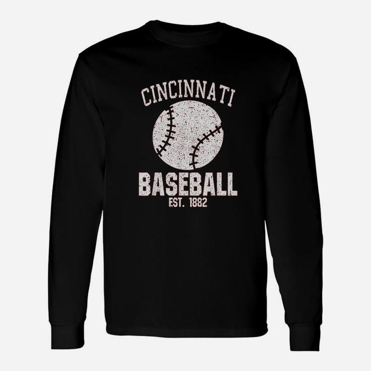 Cincinnati Baseball Fans Est 1882 Old Vintage Style Long Sleeve T-Shirt