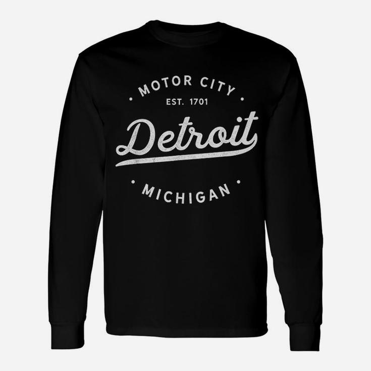 Classic Retro Vintage Detroit Michigan Motor City Long Sleeve T-Shirt