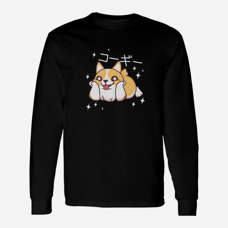 Corgi Dog Japanese Kawaii Puppy Anime Long Sleeve T-Shirt