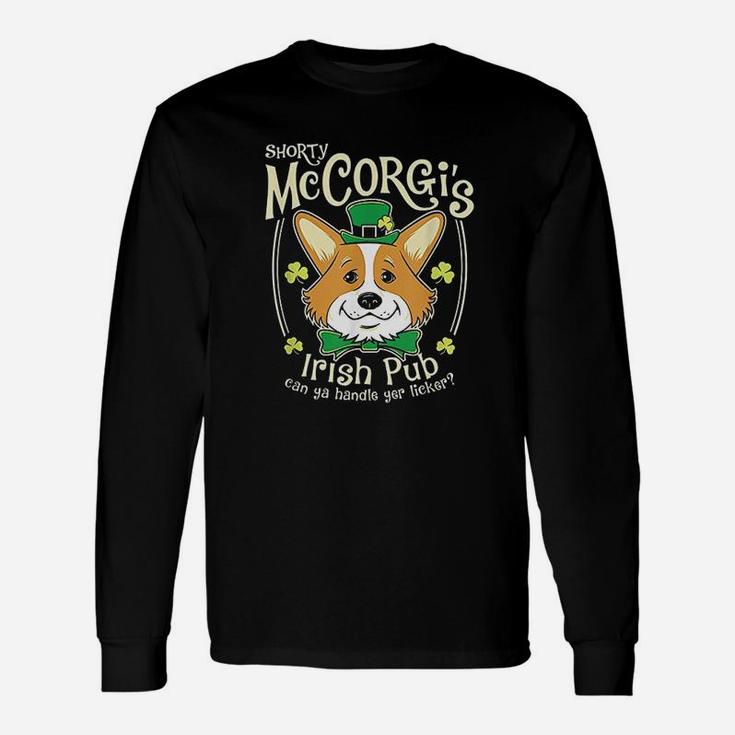 Corgi St Patricks Day Shorty Mccorgi Irish Pub Long Sleeve T-Shirt