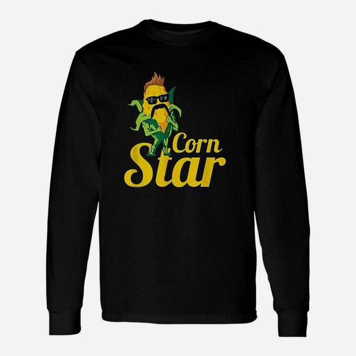 Corn Star Sunglasses Mustache Maize Long Sleeve T-Shirt