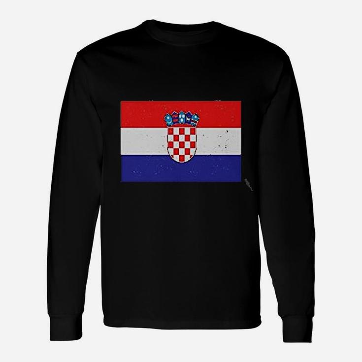 Croatia Flag Vintage Style Retro Croatian Women Football Jersey Long Sleeve T-Shirt