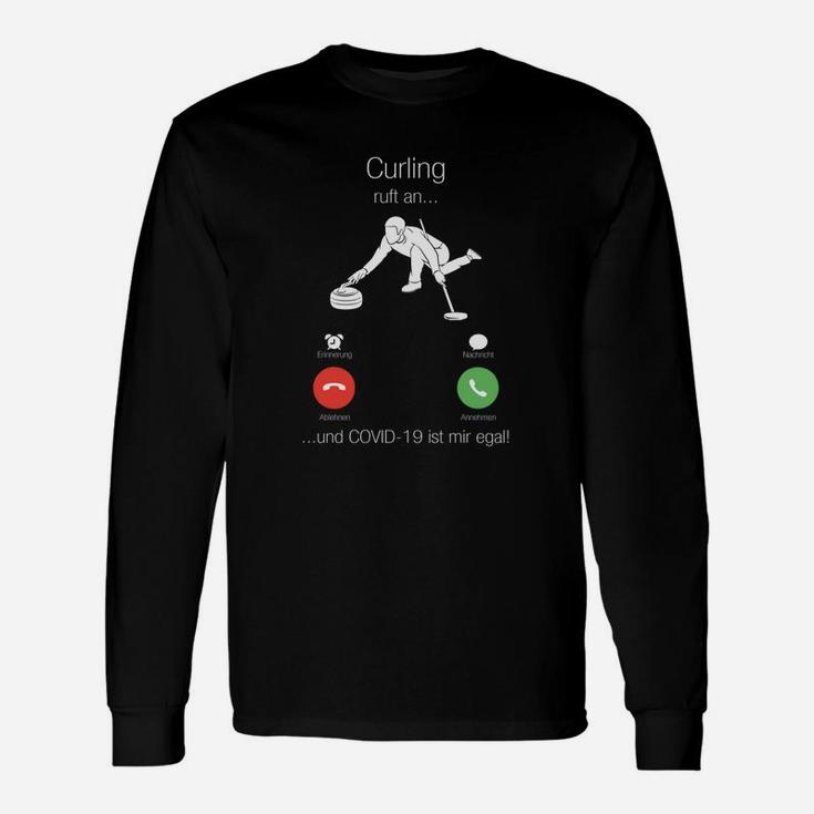 Curling-Themen-Langarmshirts mit humorvollem COVID-19 Spruch, Lustige Quarantäne-Kleidung