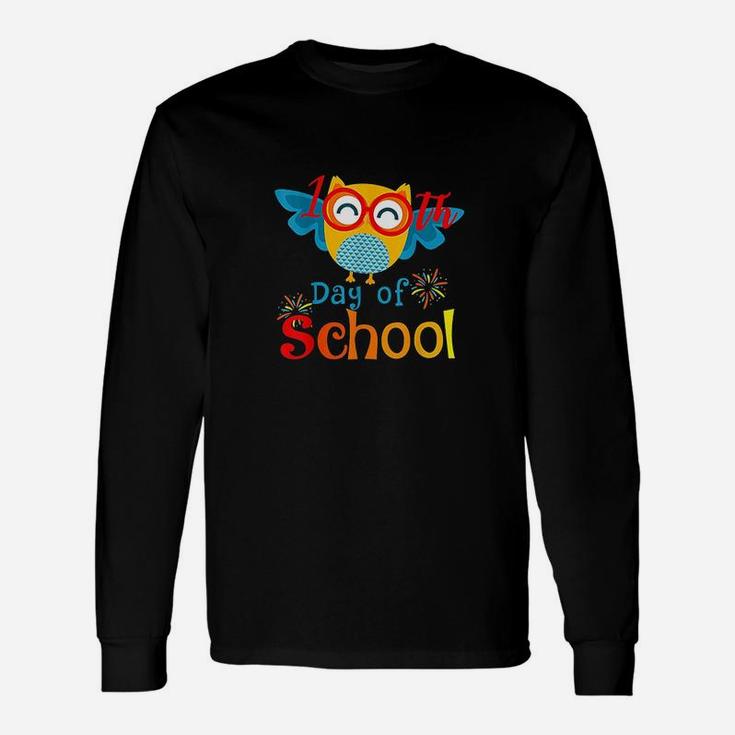Cute 100th Day Of School Owl Lover 100 Days Teacher Long Sleeve T-Shirt