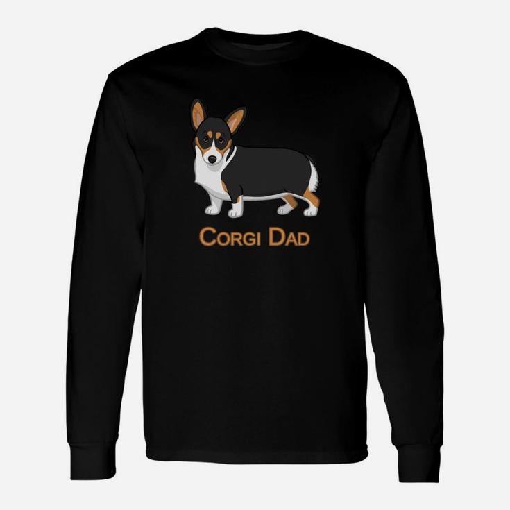 Cute Black Tricolor Pembroke Corgi Dad Dog Lovers Long Sleeve T-Shirt